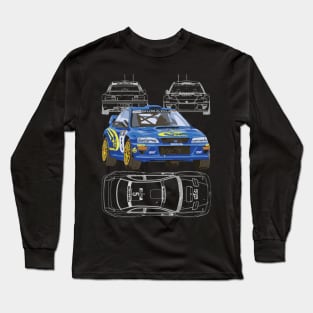 99 WRC GC8 Richard Burns BLUE PRINT Long Sleeve T-Shirt